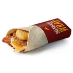 McDonald's breakfast wrap with brown sauce  - highest calorie item on McDonalds UK breakfast menu 